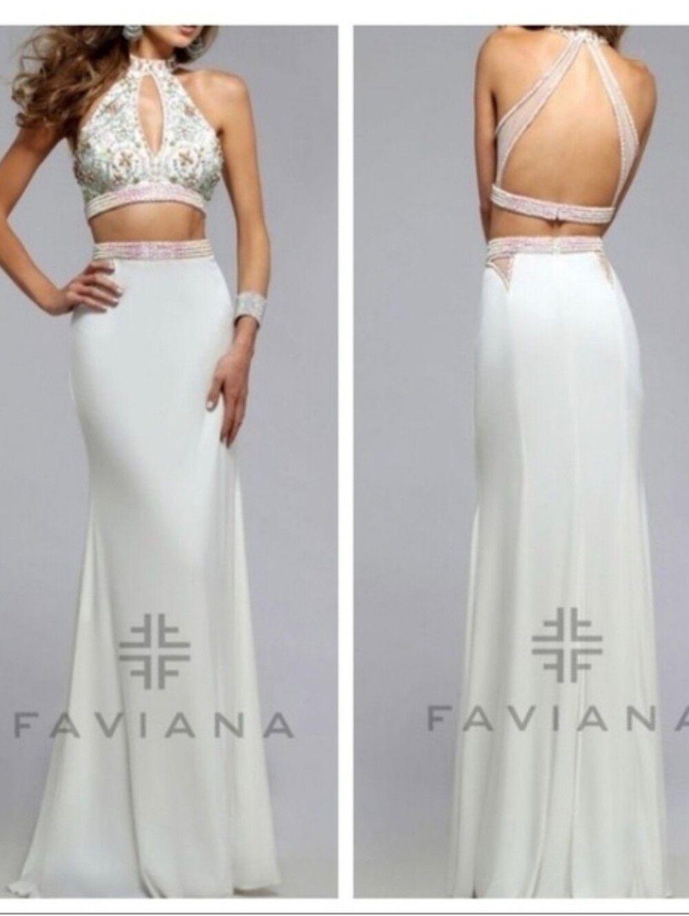Faviana Glamour 2 pcs Beaded  Gown Dress ,Size:6